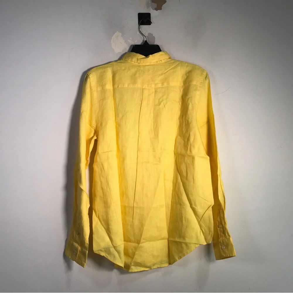 Ralph Lauren Linen Log Sleeve Button Up Shirt, Boy's Size XL 18/20 - Yellow